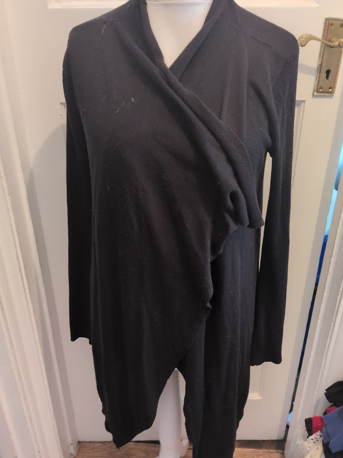 Medium Black Waterfall Cardigan Long Sleeved