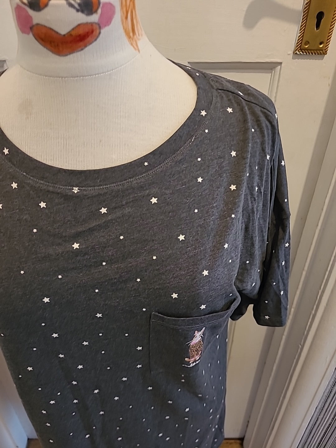 Ladies Day Dreams Size 12 Grey Stat Design Short Sleeved Nightwear