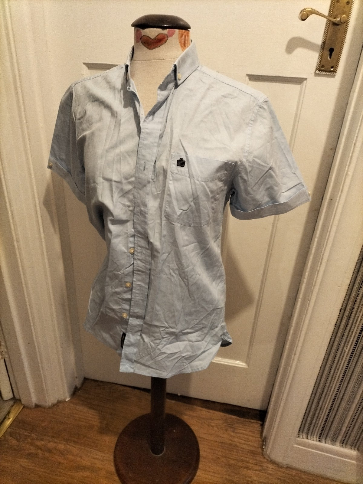 Mens Admiral Size Small Pale Blue Short Sleeved Shirt