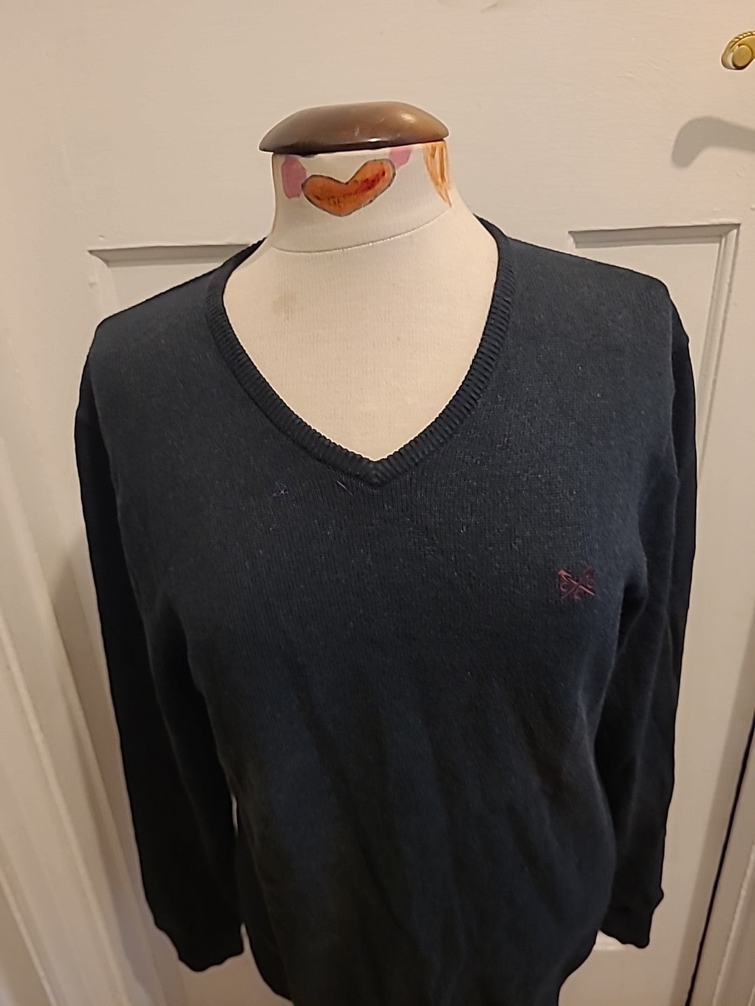 Mens Crew Clothing Size Small Navy V Neck Pullover Jumper