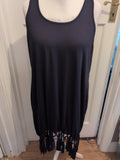 3XL Navy Sleeveless Tassel Hem Blouse Top