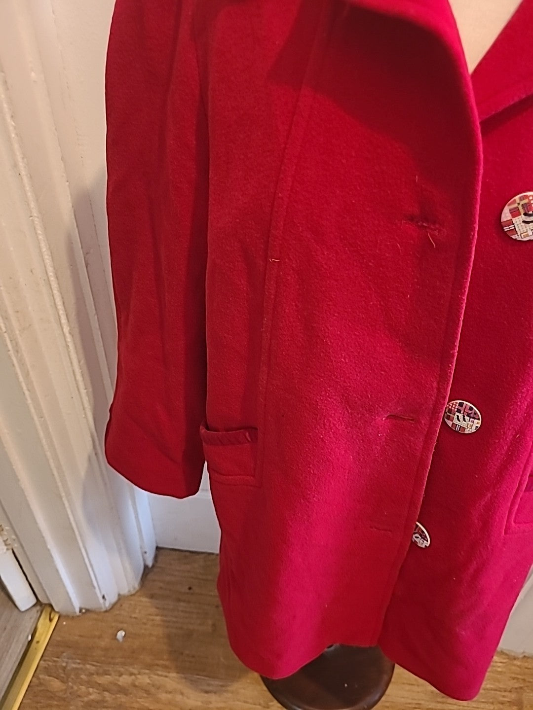 Ladies Astraka Size 14 Red Wool Padded Lined Coat