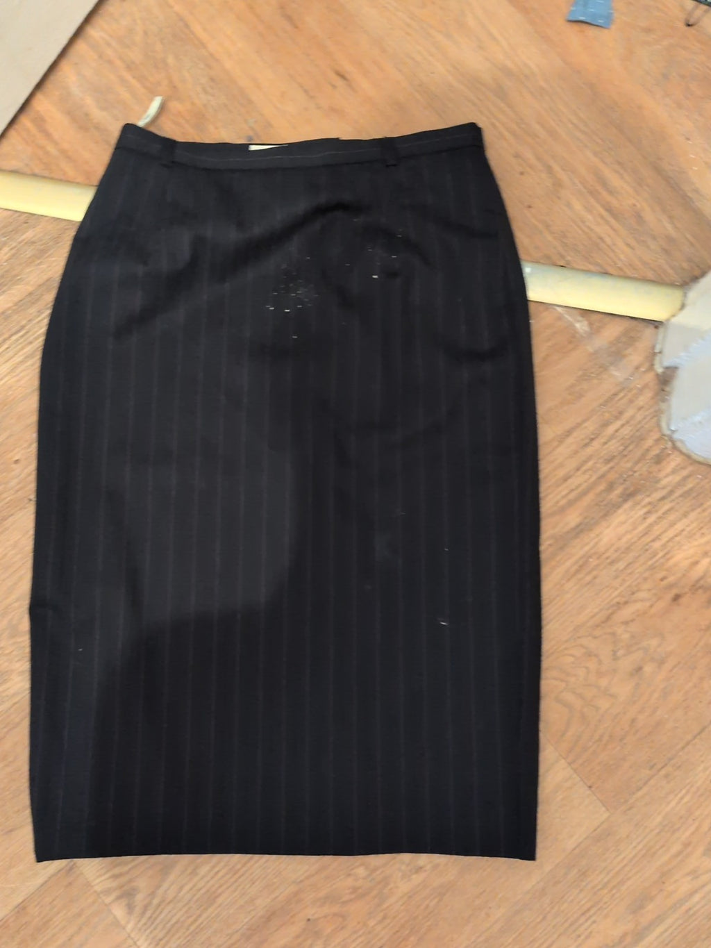 Viyella 12 Navy And Purple Pinstripe Lined Straight Skirt