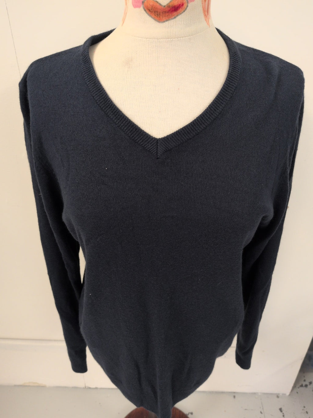 Marks And Spencer Medium Navy Cashmilon Pullover Jumper