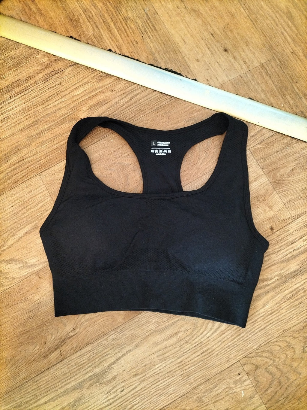 Large Black Padded Racer Sports Bra
