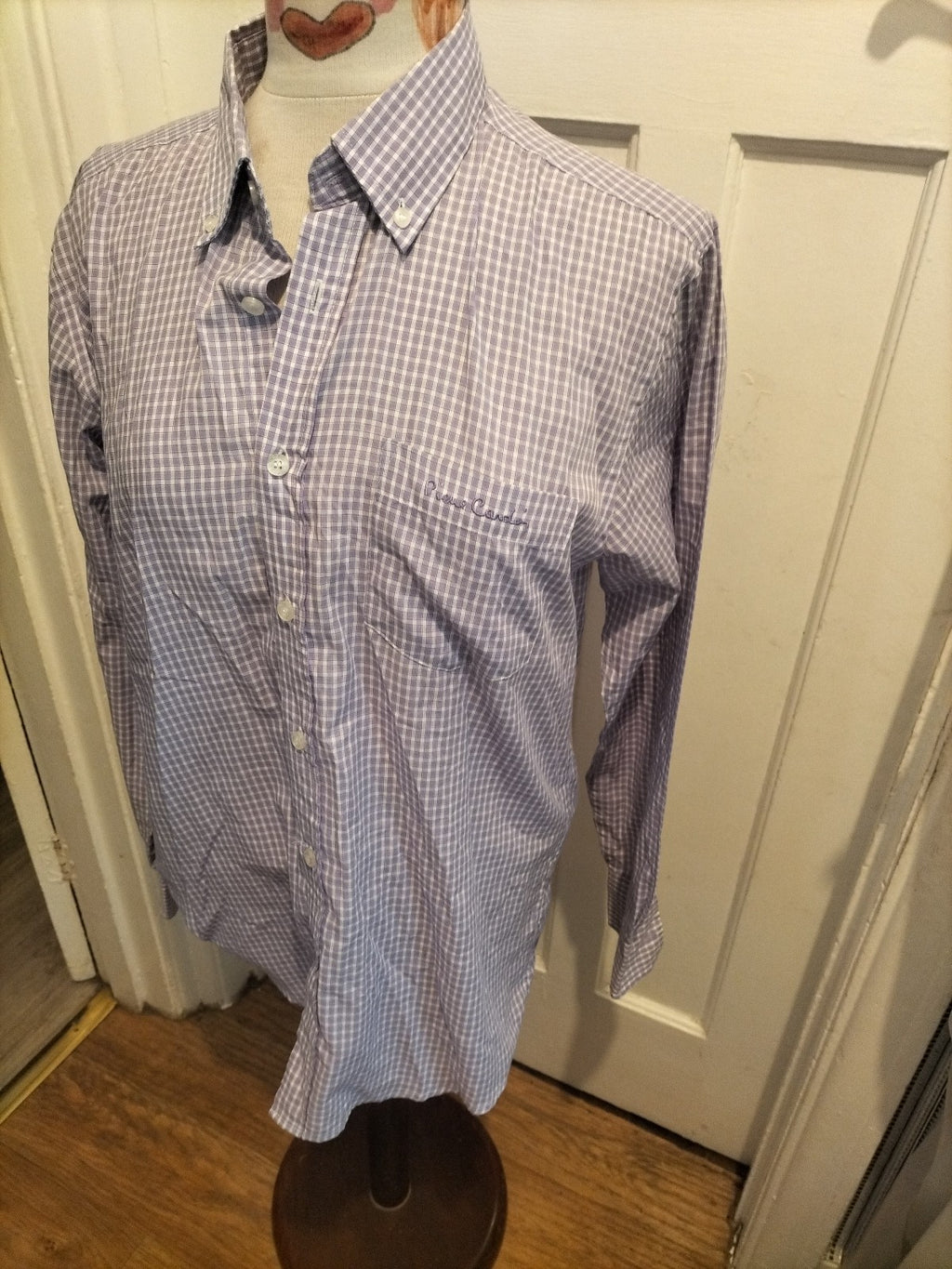 Mens Pierre Cardin Size Medium Regular Fit Purple Check Shirt