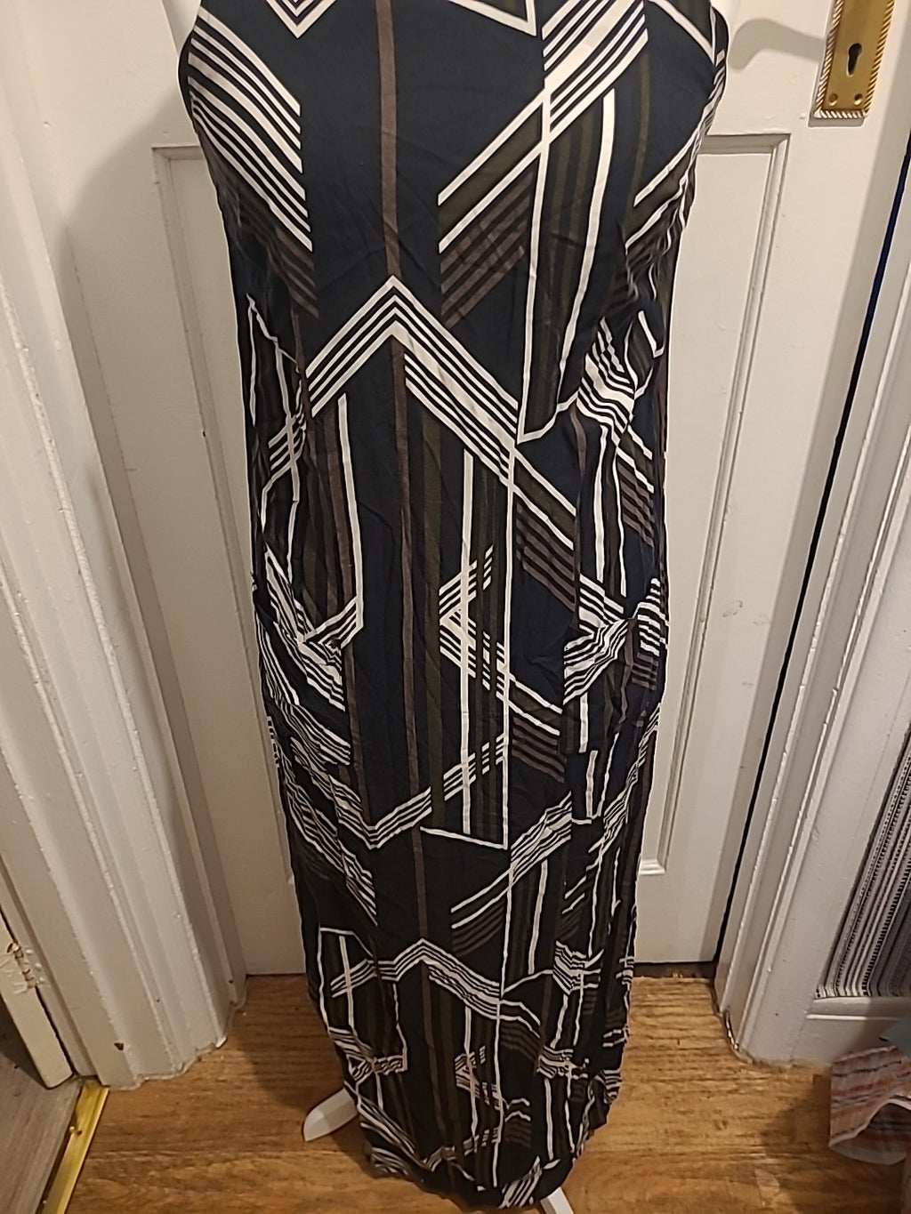 Ladies Dorothy Perkins Size 12 Black/Brown/White Sleeveless Long Pencil Dress