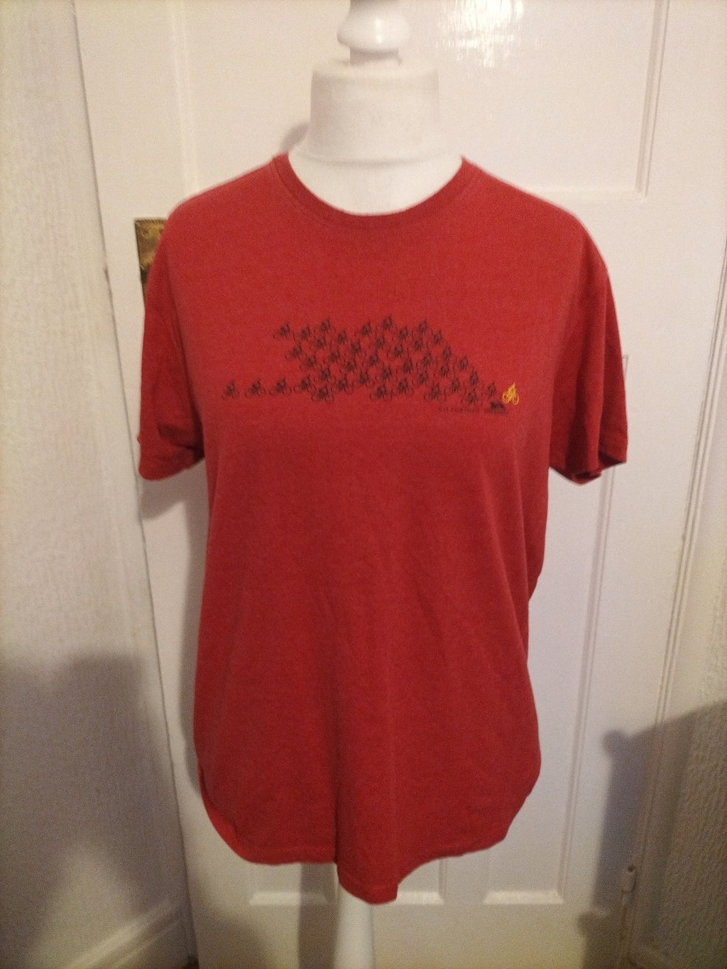 Mens Trespass Size Large Red "Bike" Short Sleeved Tshirt