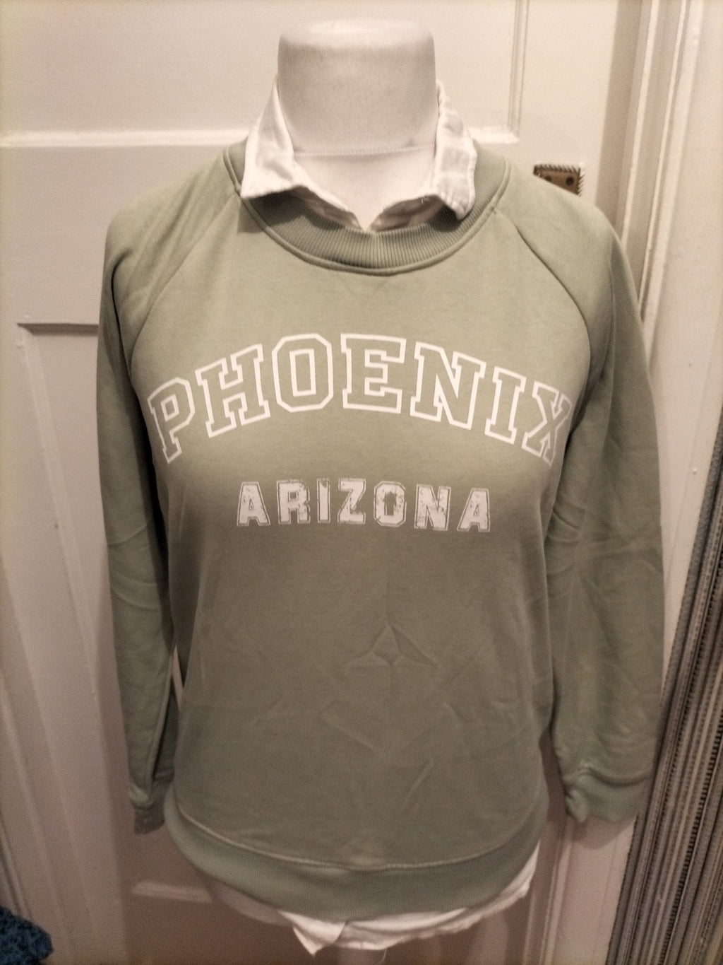 Ladies Next Sp Size 10 Pale Green Collared Print Jumper