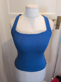 Ladies Size L Blue Square Neck Sleeveless T-shirt