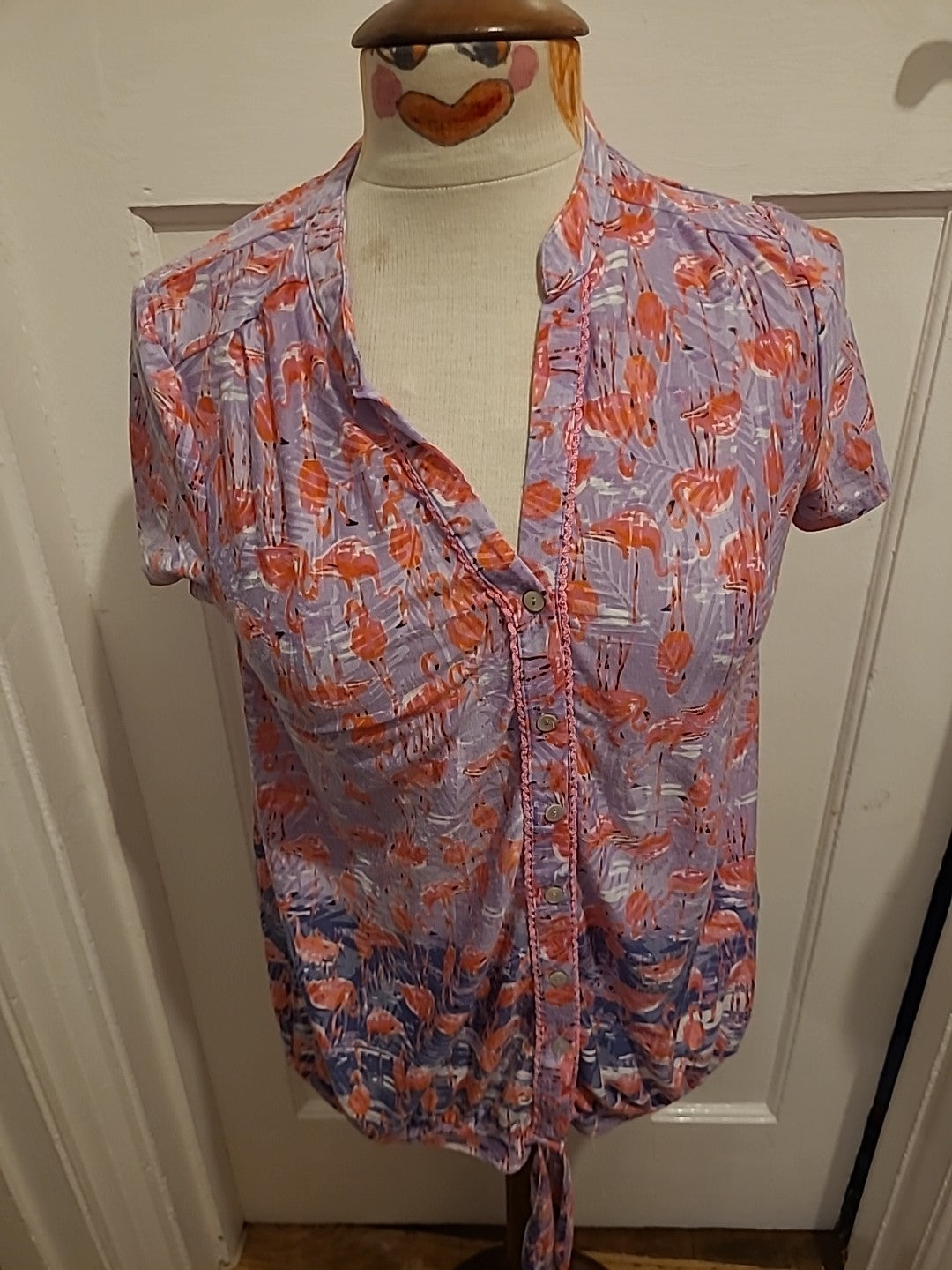 Ladies Marks and Spencer Size 10 Blue Mix Sleeveless Blouse