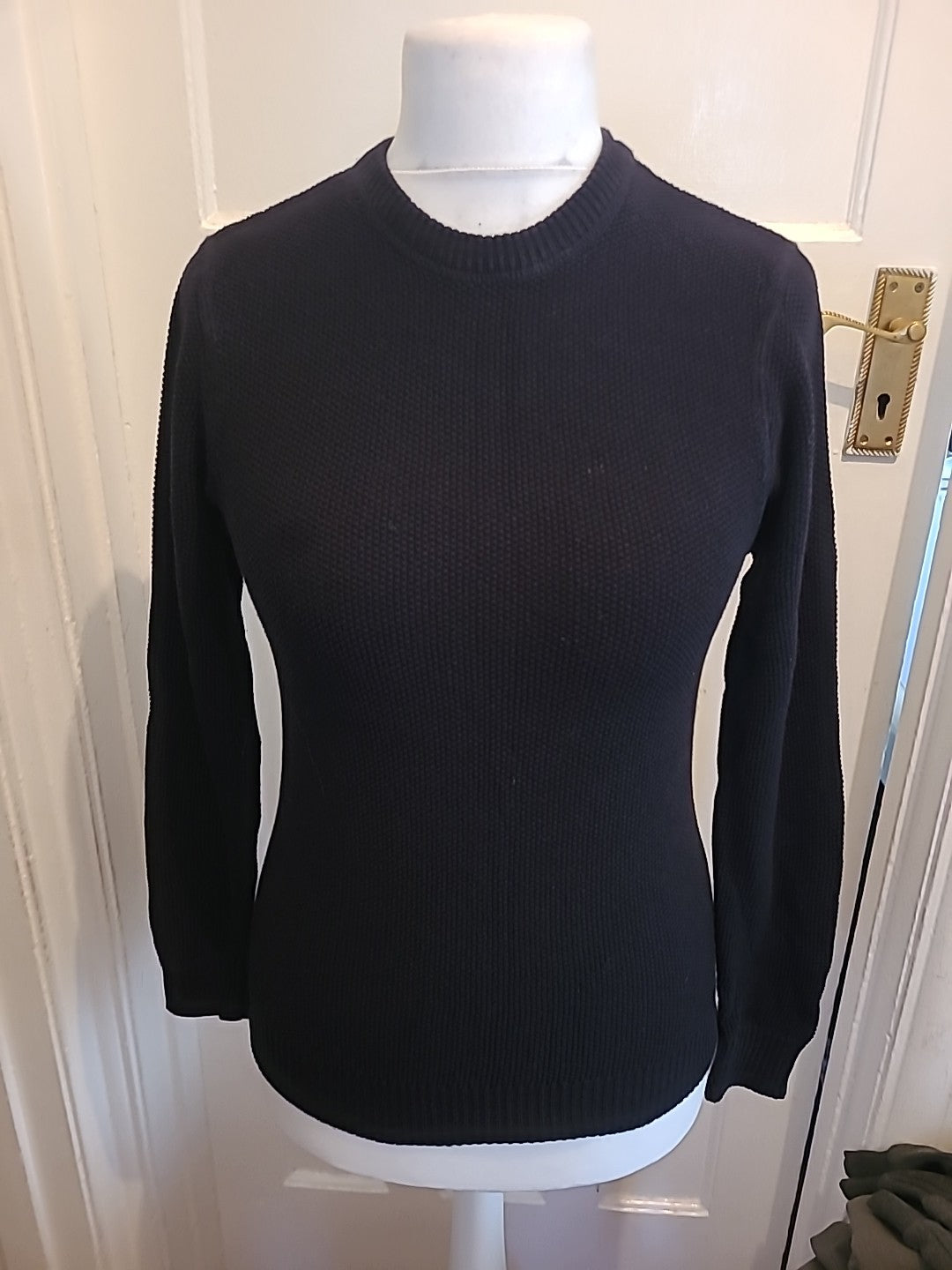 Mens Primark Size Small Black Knit Long Sleeved Jumper