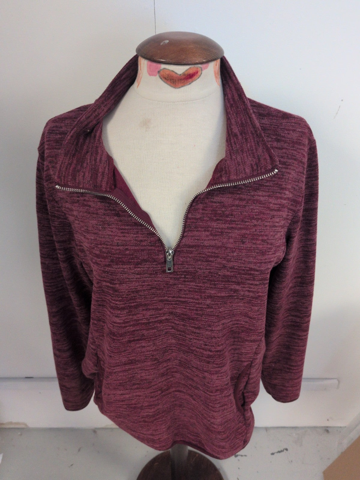 Large Burgundy Fleck Long Sleeve Jumper Collared