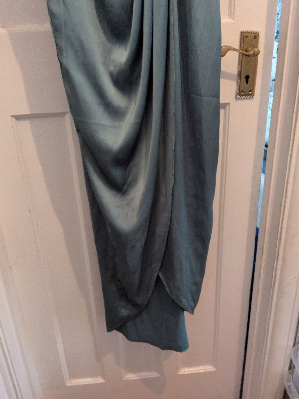 Shein Metallic Green Medium Short Sleeve Long Length Dress
