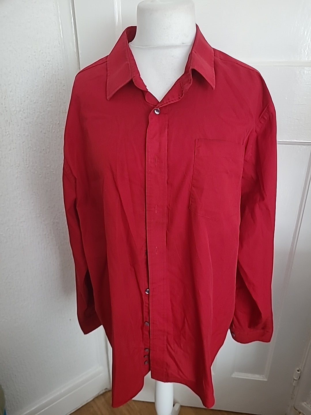 Mens George Size 2XL Red Long Sleeved Shirt 18-18.5"