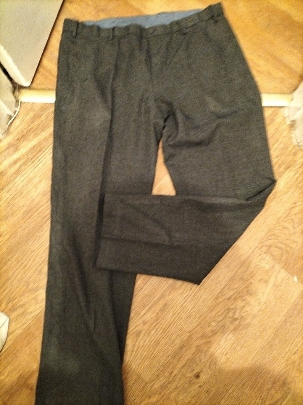 Mens M&S Size 38Rx31 Grey Smart Trousers