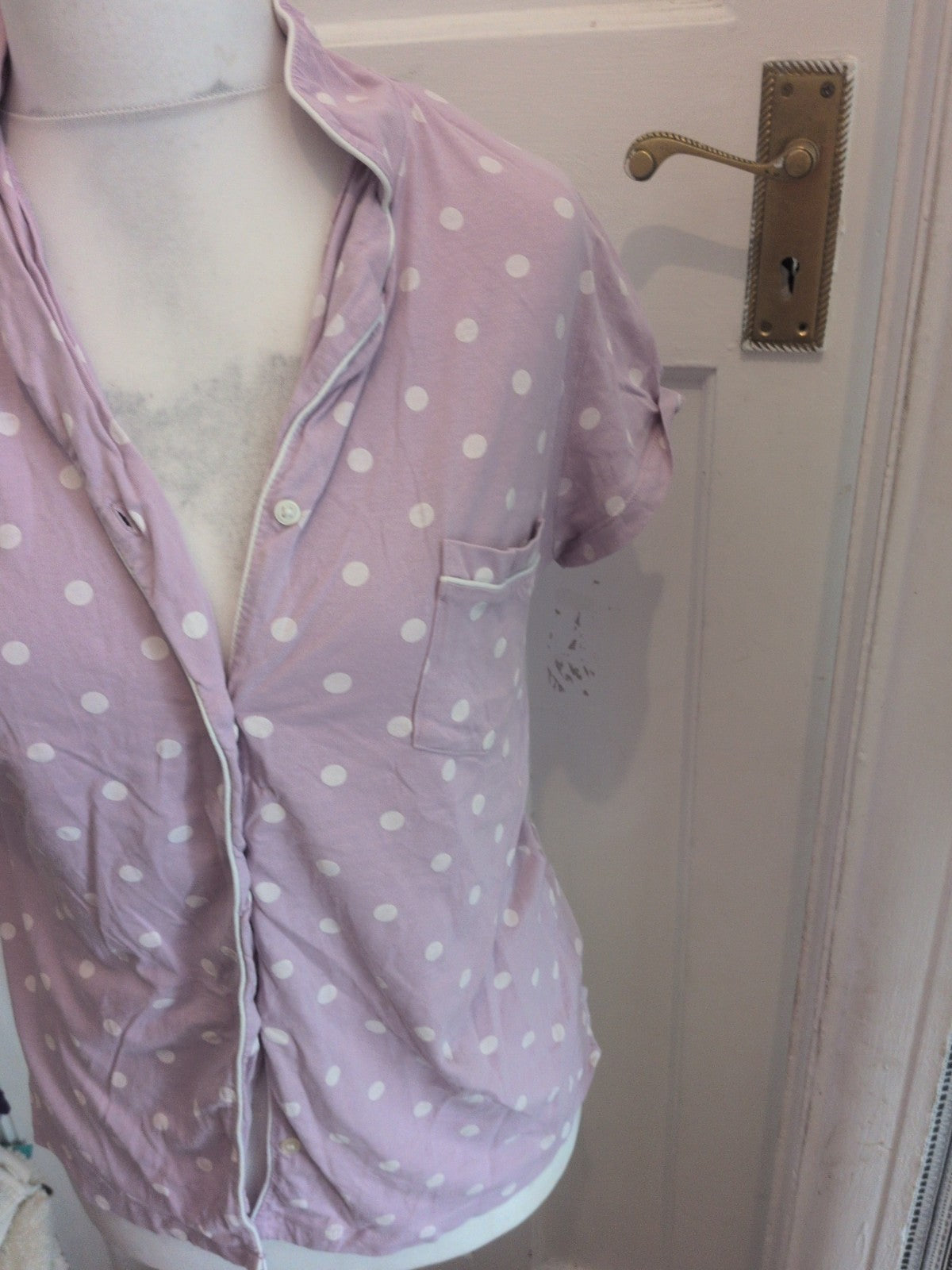 Tu 14 Purple Spot Short Sleeve Pyjama Top