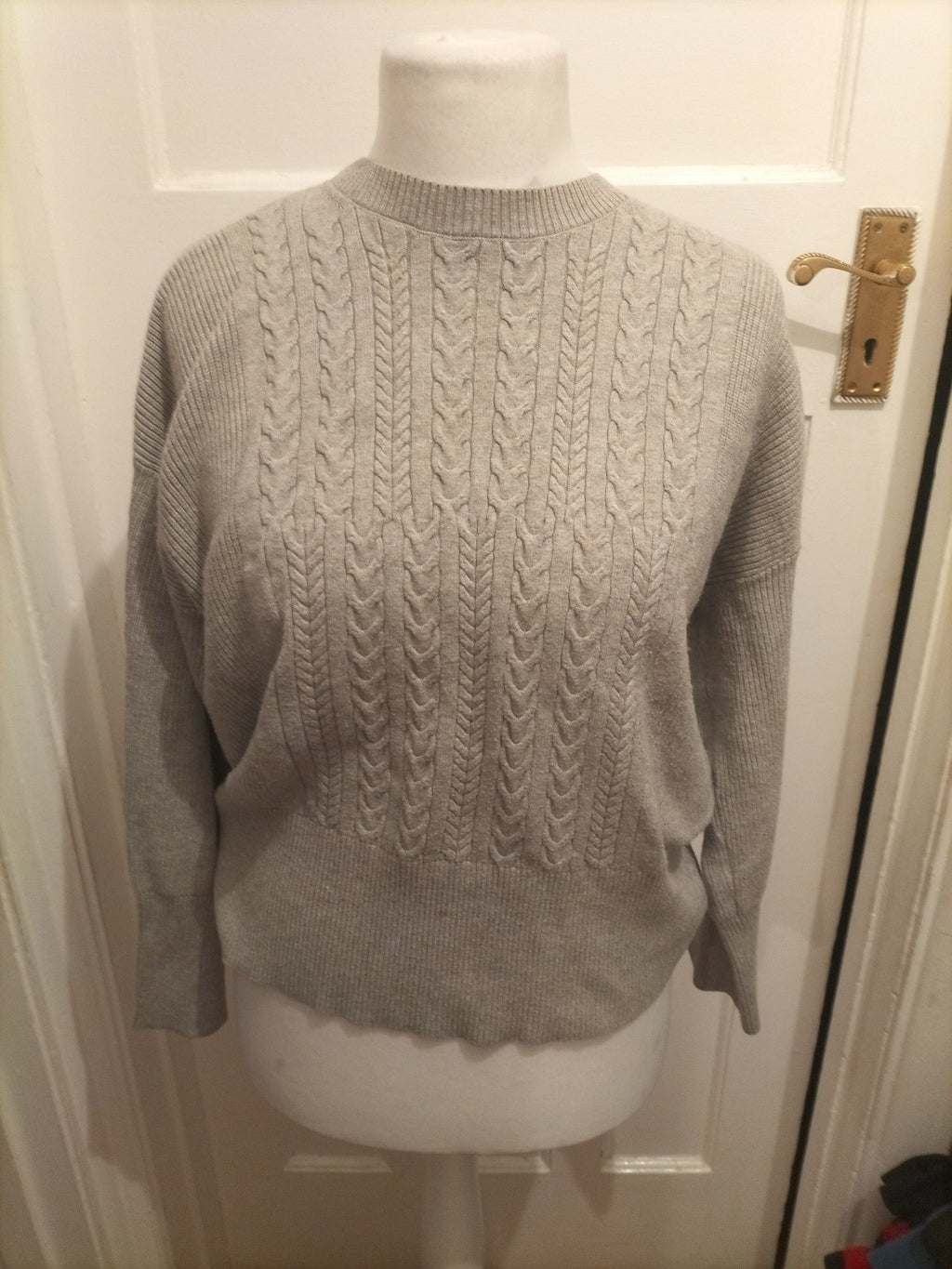 Marks And Spencer Medium Grey Patterned Jumper Mark On Front