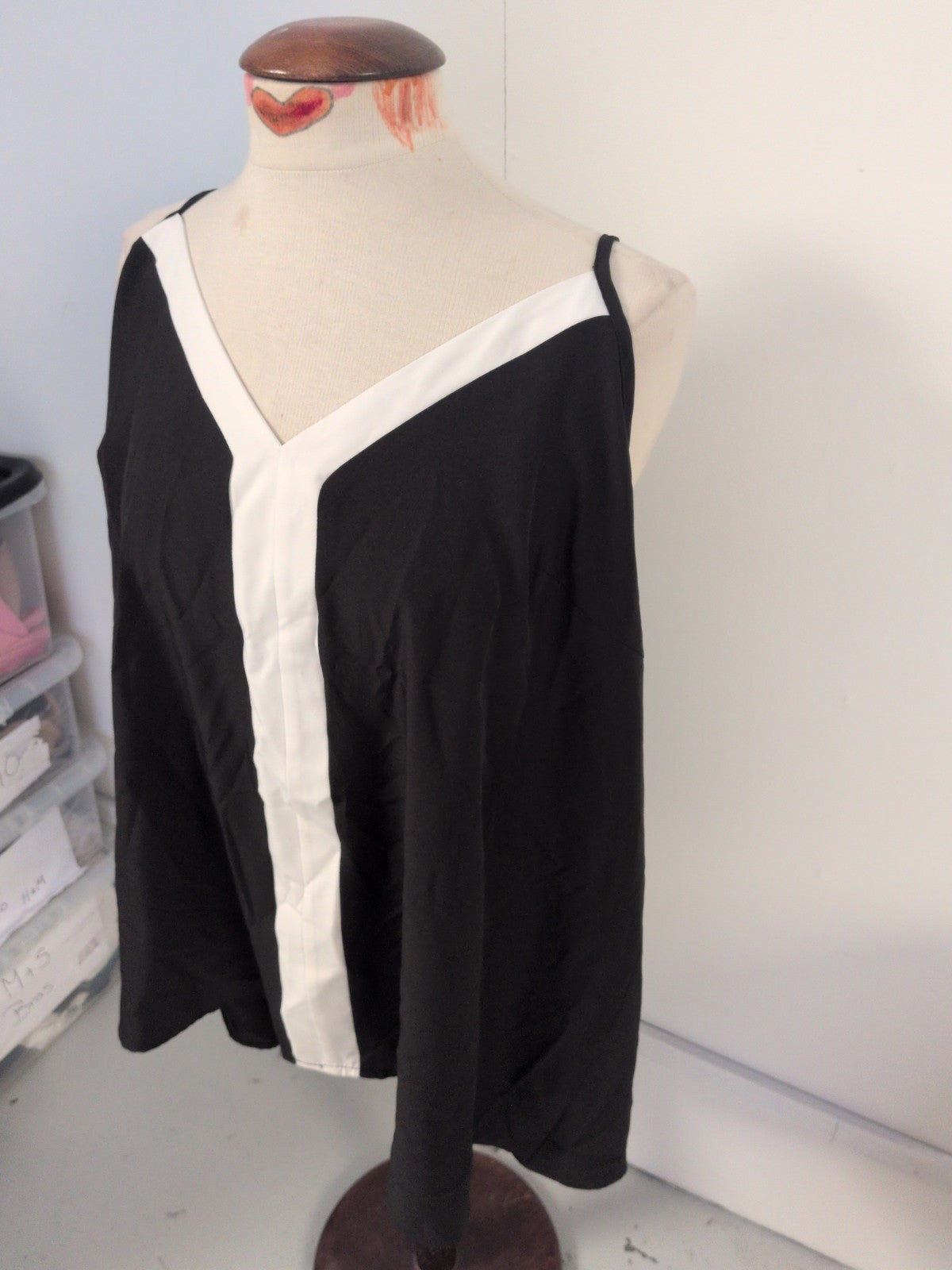 Shein 4XL Black And White Sleeveless Cami Style Top