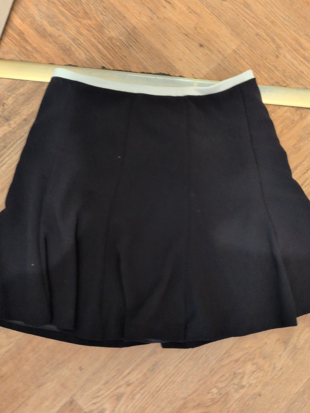 M&S Collection 14 Black With White Trim Lined Skirt Knee Length