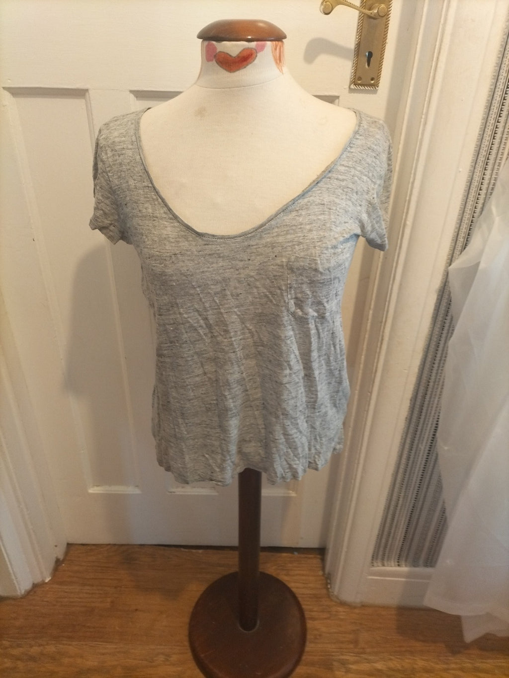 Ladies Next Size 8 Grey Scoop Neck Short Sleeved Tshirt