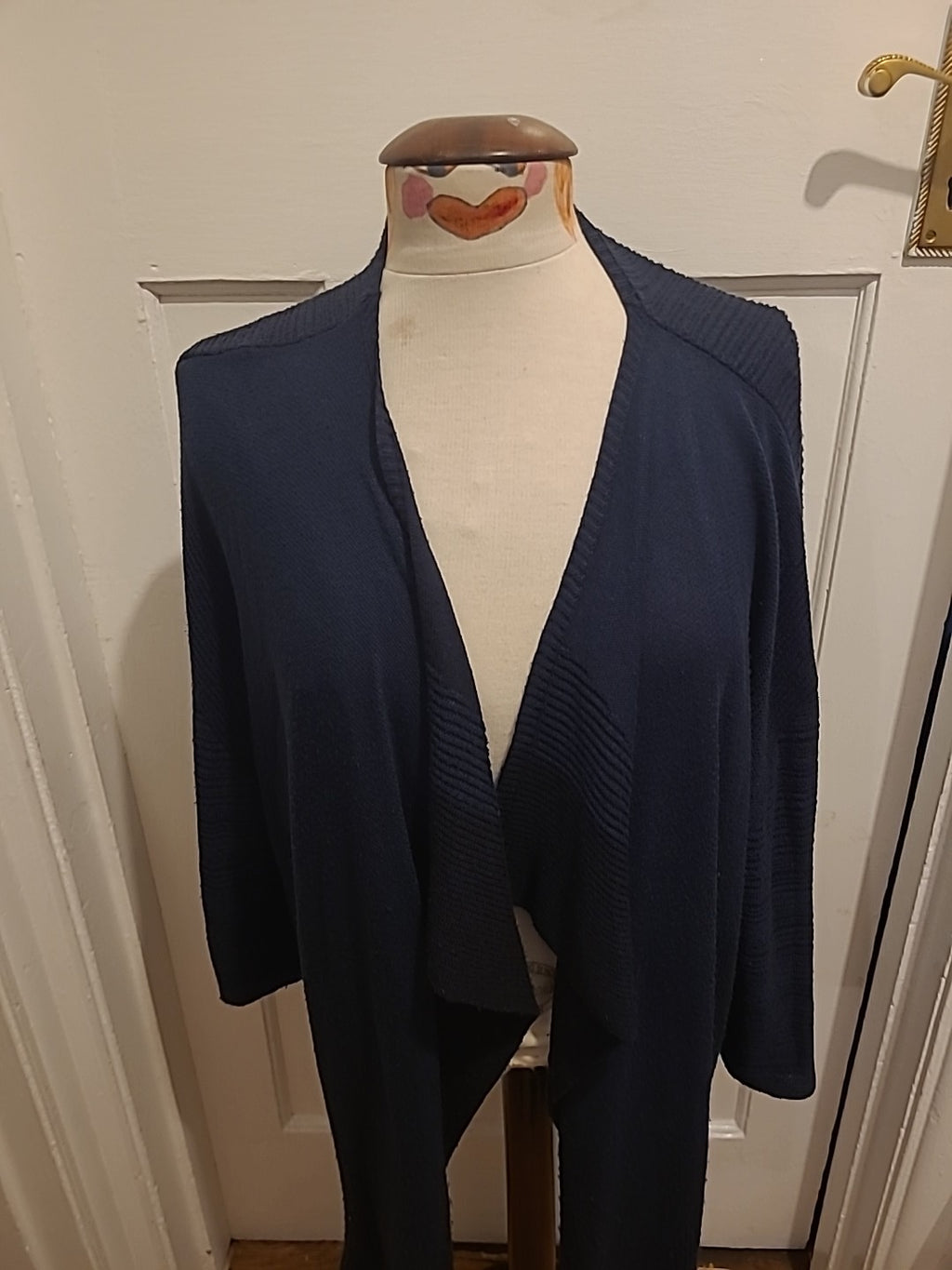 Ladies Per Una Size Large Navy Short Sleeved Cardigan