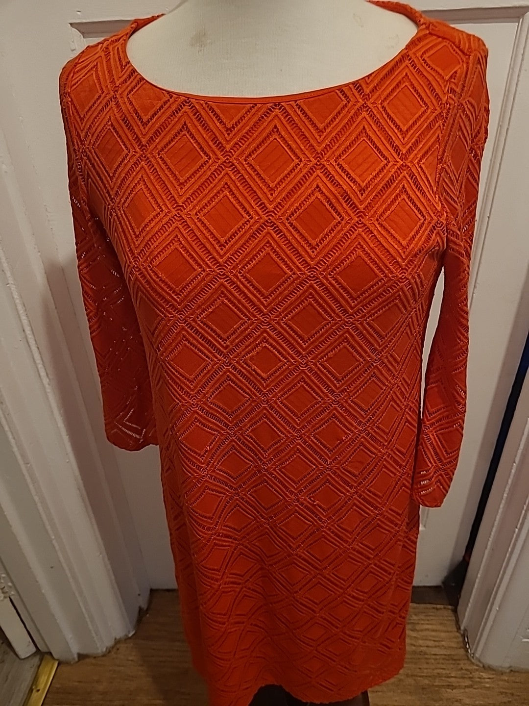 Ladies Principles Size 12 Orange Lined Short Sleeved Dress