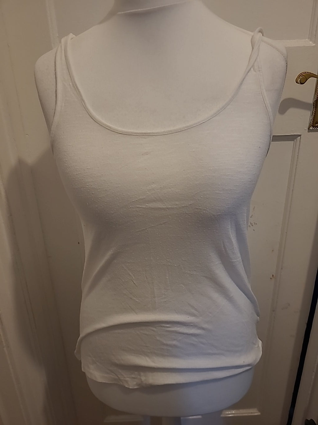 Ladies H&M Basic Size XS White Vest Tank Sleeveless Top