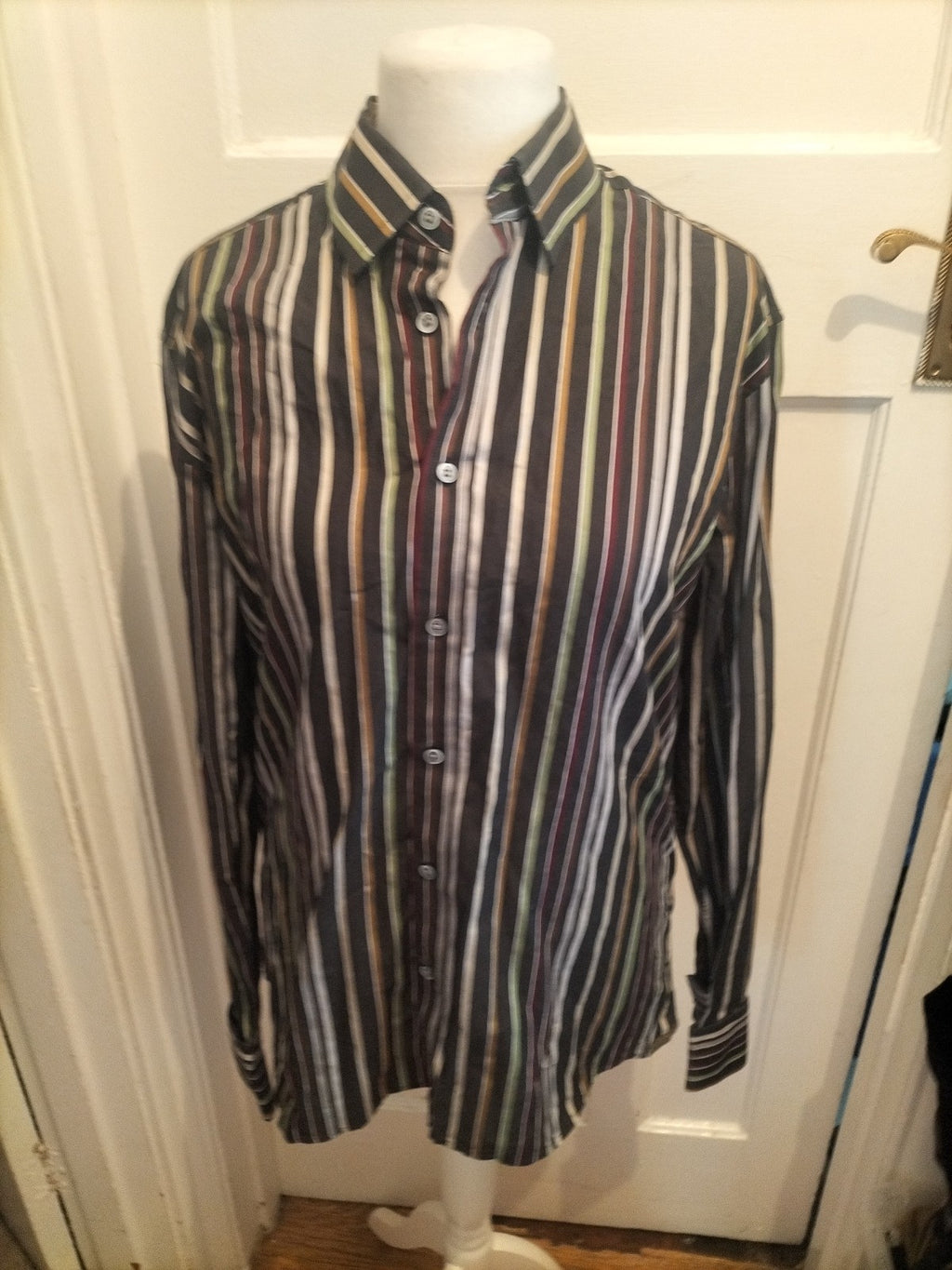 Autograph Large Luxury European Fabric Striped Shirt Long Sleeve