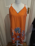 Ladies Shein Curve Size 1XL Coral Fruit Tree Sleeveless Blouse