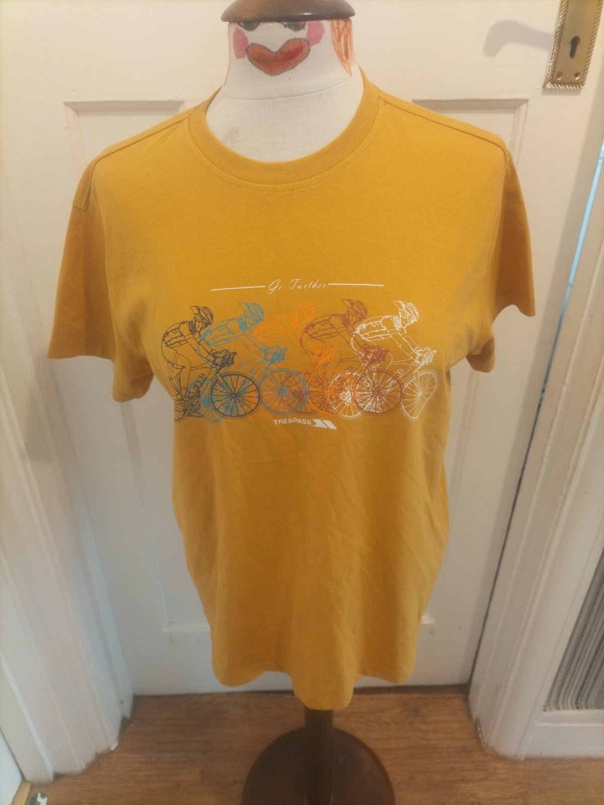Mwns Trespass Size XS Mustard Cycling Design Short Sleeved Tshirt