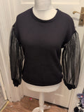 H&M Ladies Medium Dark Navy/Black Jumper With Mesh Sleeves