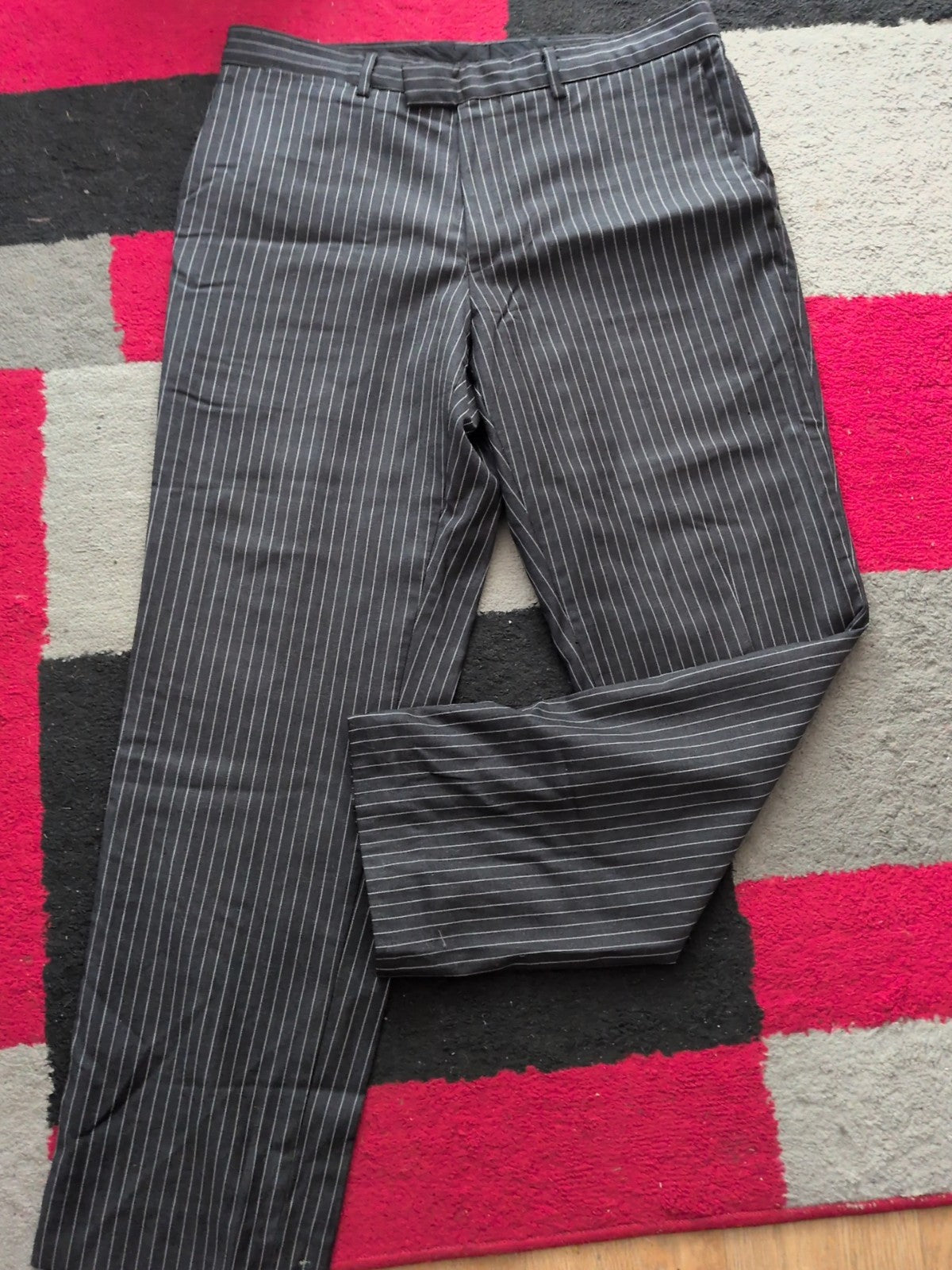 Next 34 Short Black Stripe Trousers