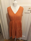 Ladies Zara Size Small Orange V Neck Sleeveless Dress
