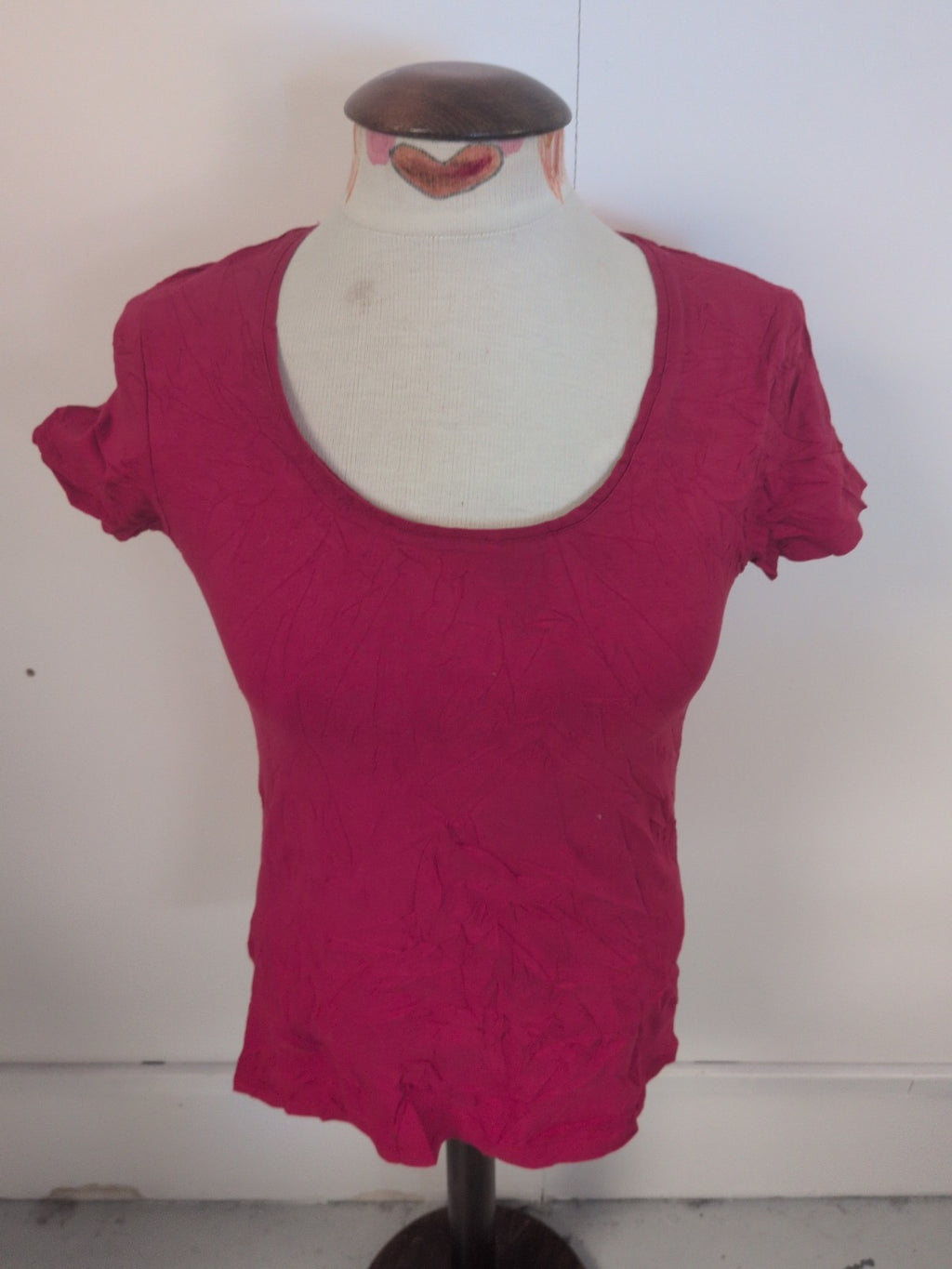 Ladies Primark Size 12 Red Short Sleeve Stretch T-shirt