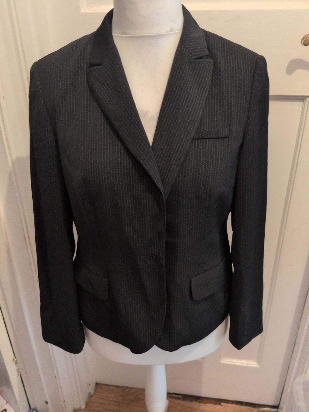 Ladies Next Size 16 Petite Black Pinstripe Blazer