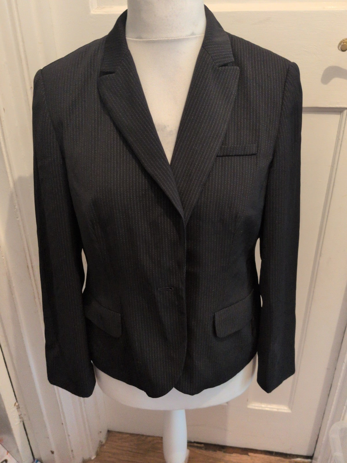 Ladies Next Size 16 Petite Black Pinstripe Blazer