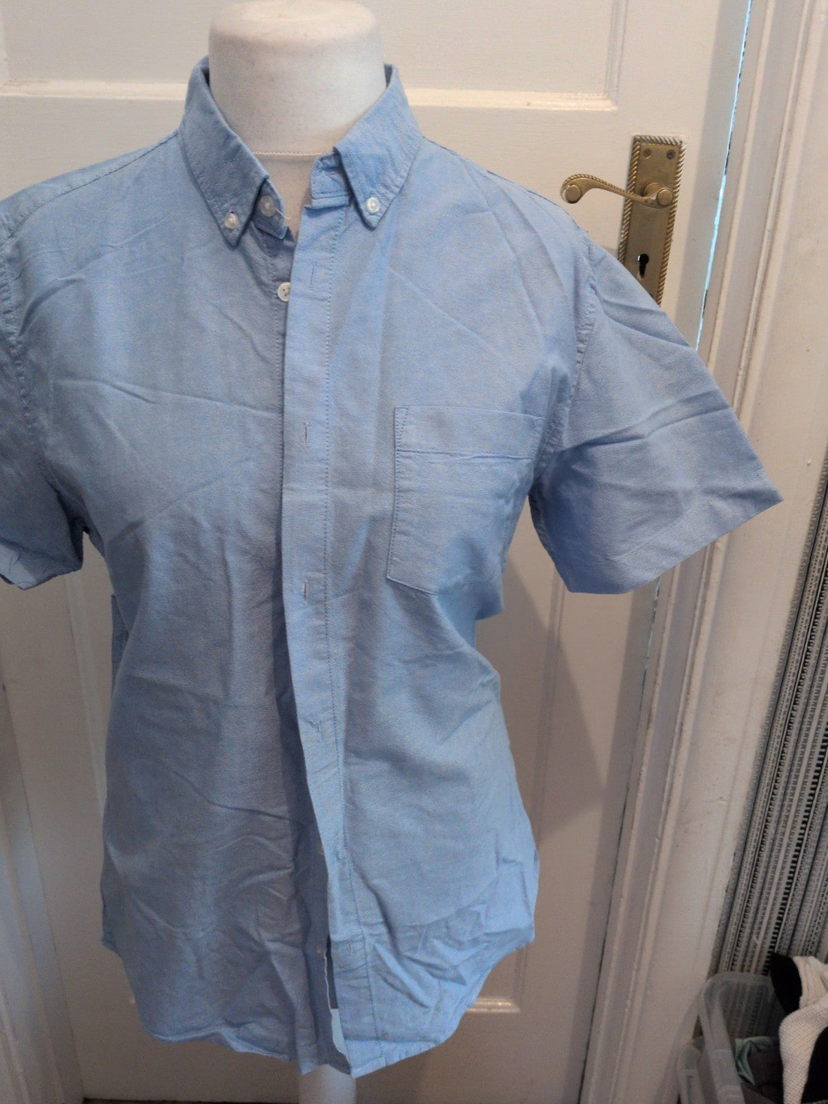 Primark Large Slim Fit Blue Short Sleeve Shirt