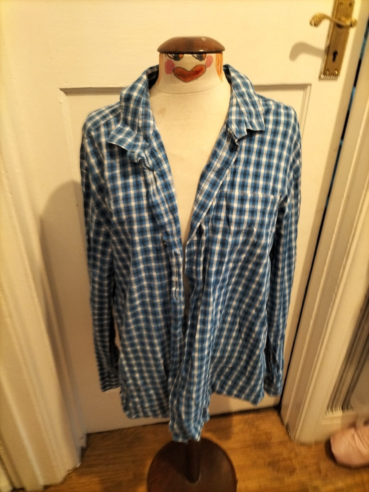 Mens Peacocks Size 2XL Regular Fit Blue Check Shirt