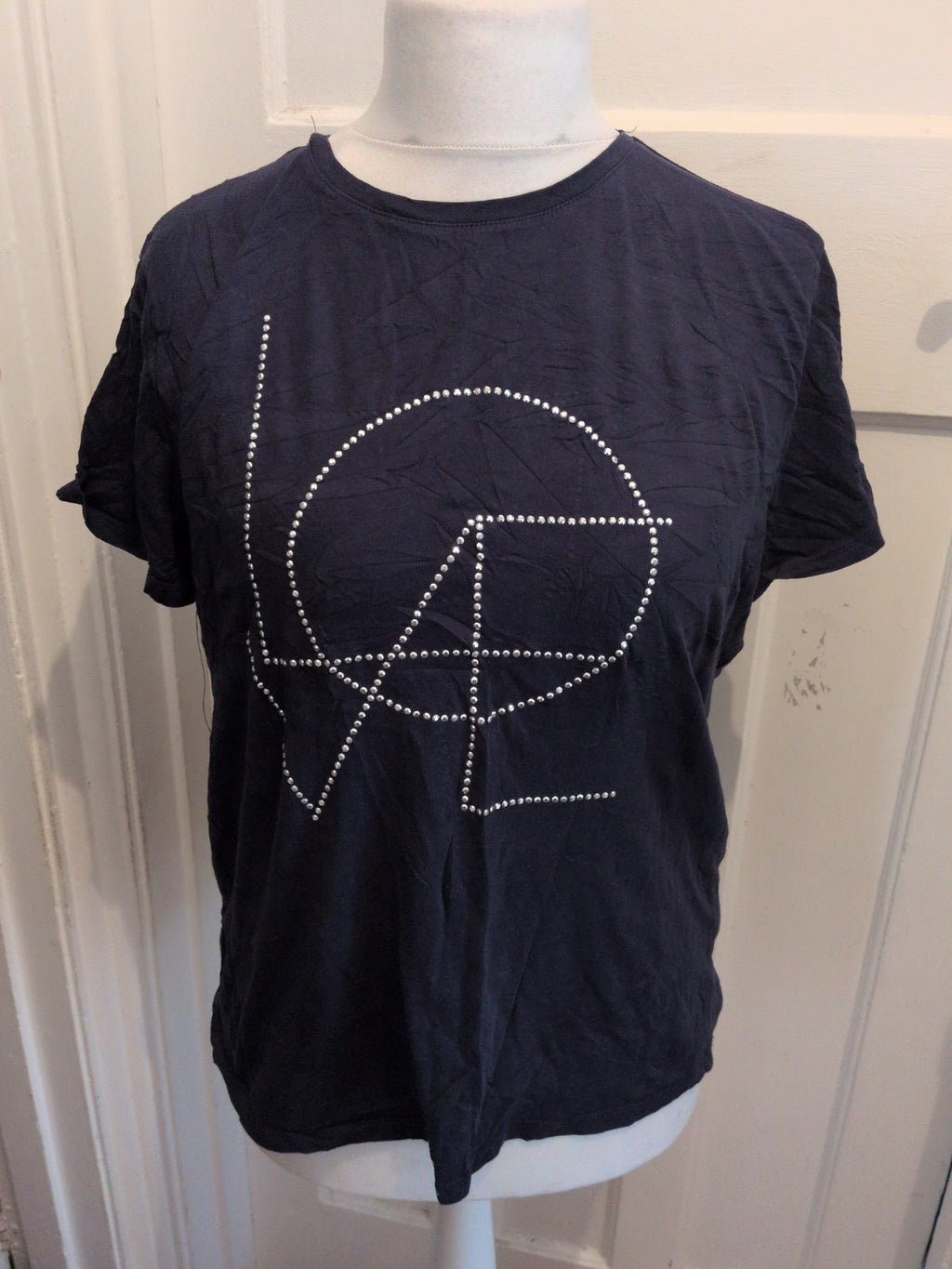 Papaya 14 Navy Sequin "Love" Short Sleeve T-shirt