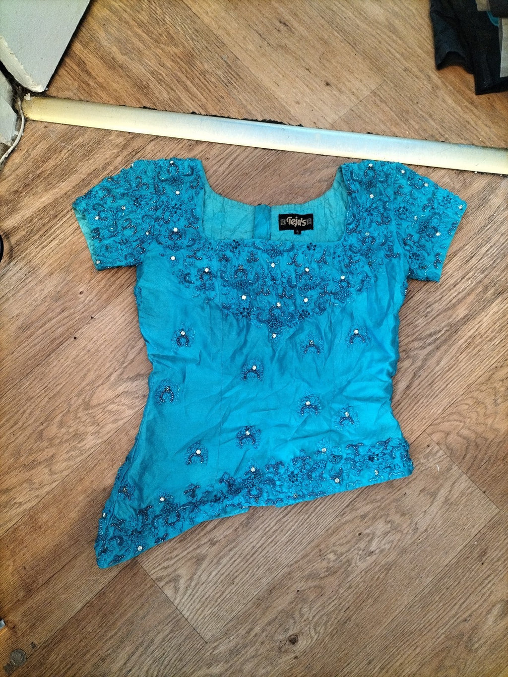 Tejas Small Pattern Turquoise Blouse