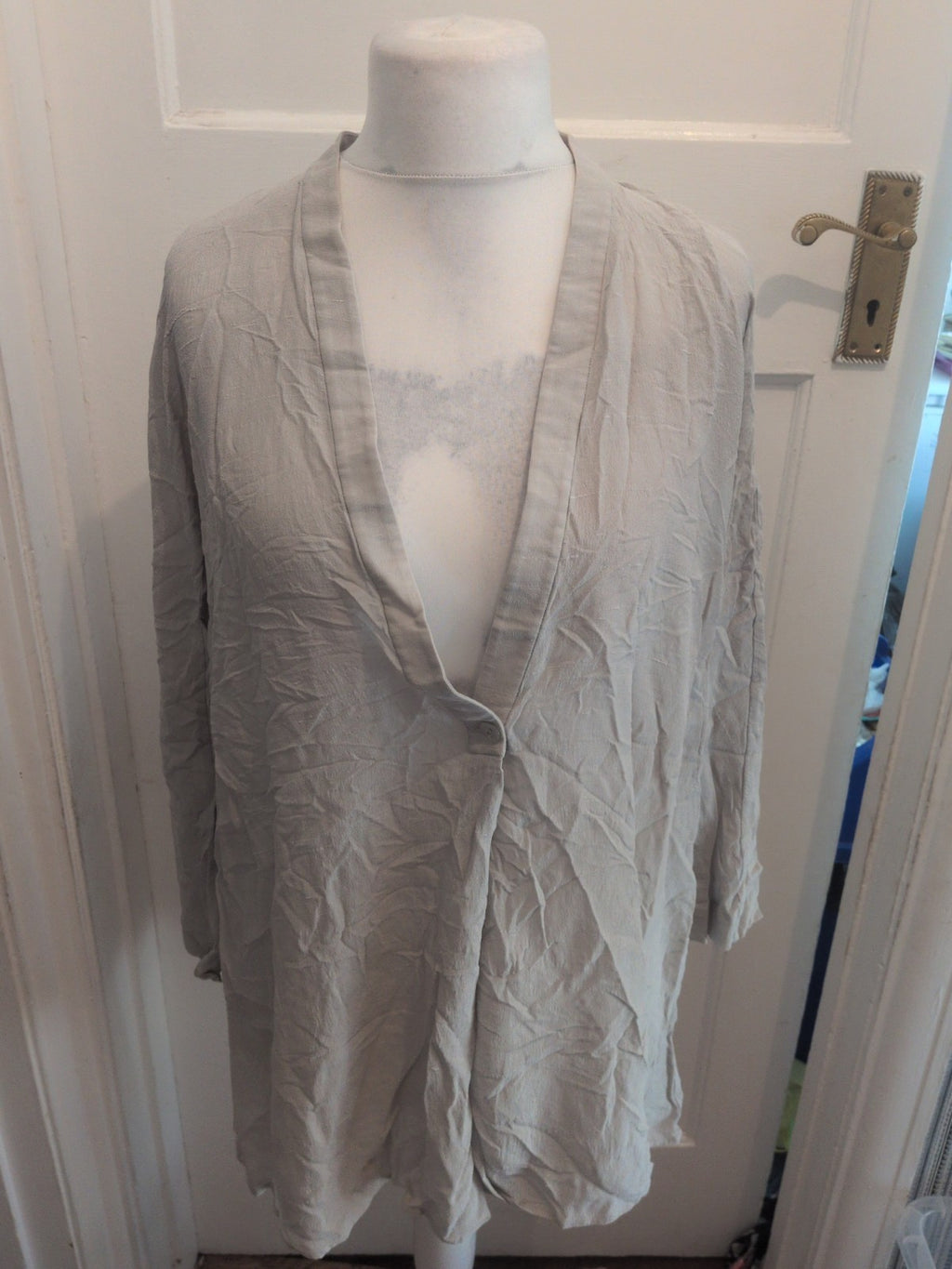 Sara Sturgeon 3 Grey V Neck Long Sleeve Blouse