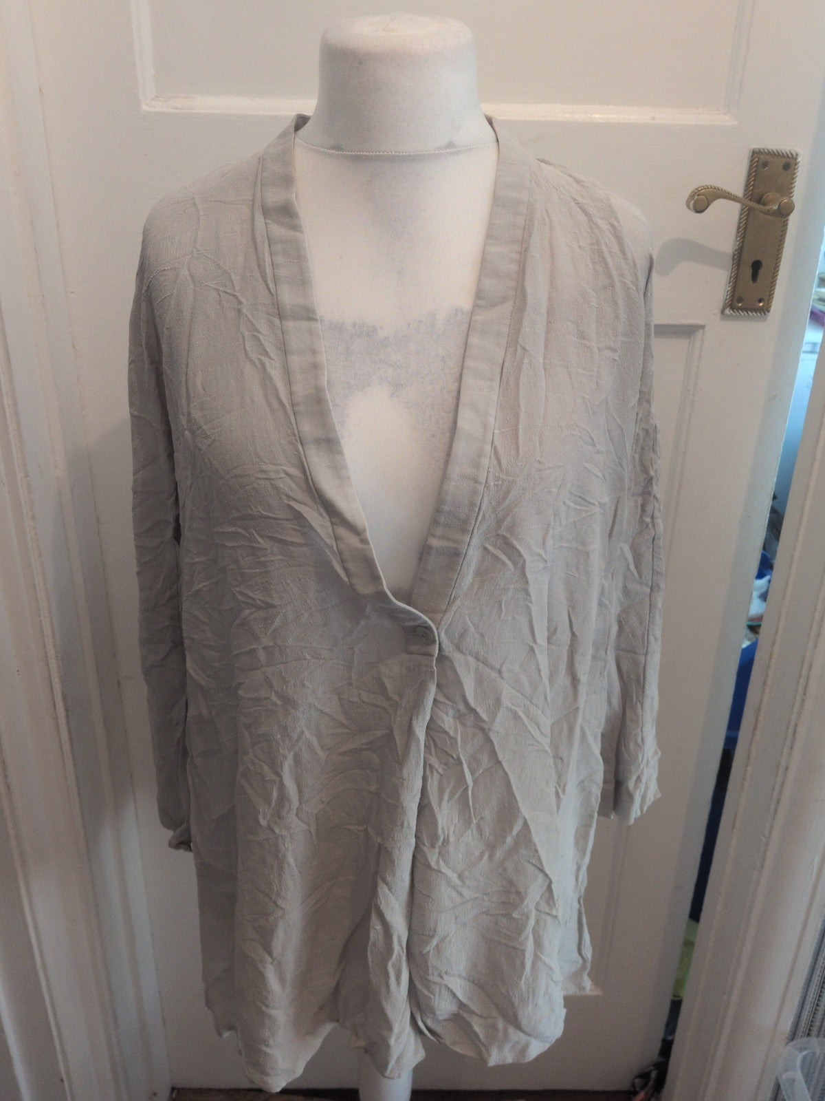 Sara Sturgeon 3 Grey V Neck Long Sleeve Blouse