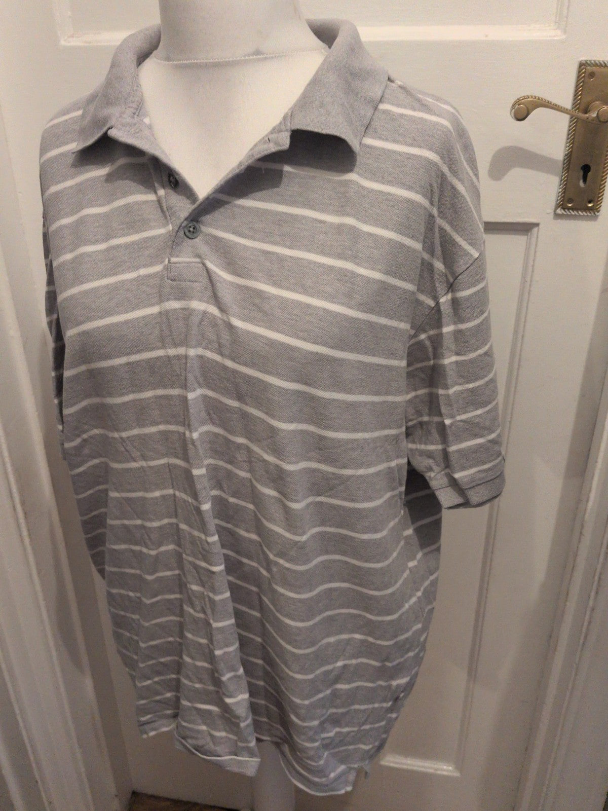 Blue Harbour XL Grey Stripe Short Sleeve Polo