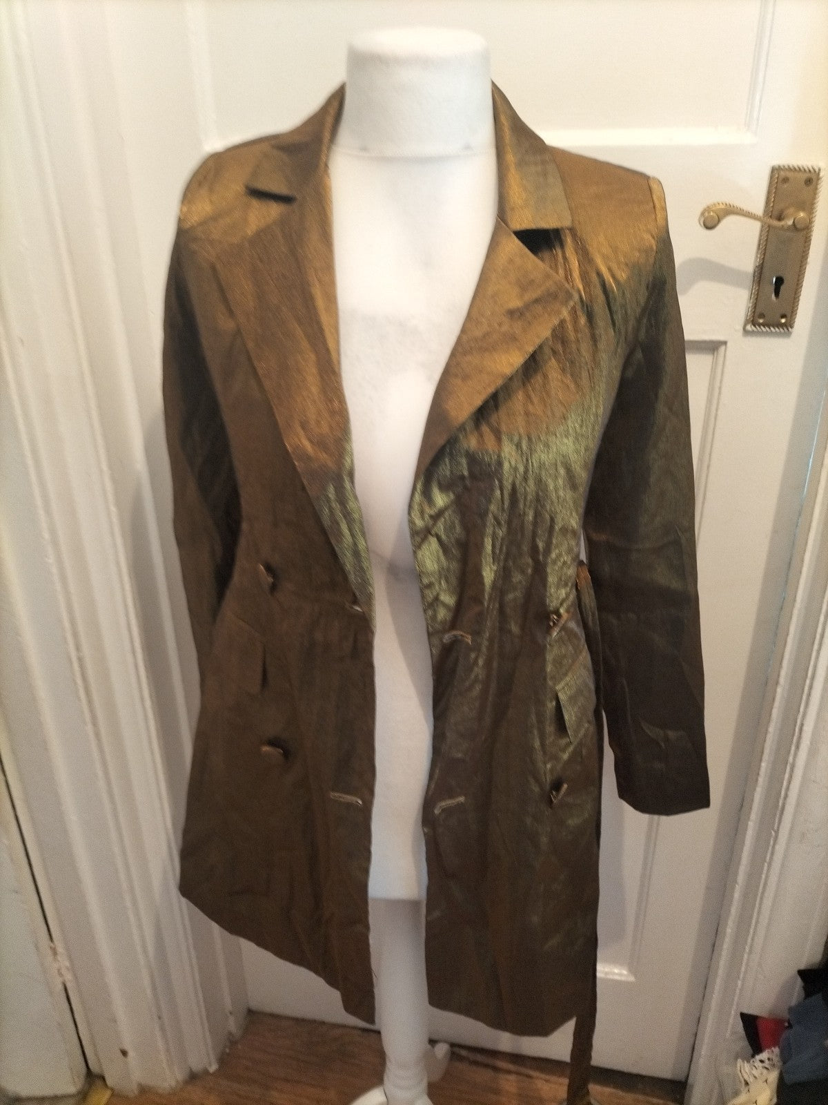 Ladies Nasty Gal Size 6 Gold Shimmer Lined Padded Blazer