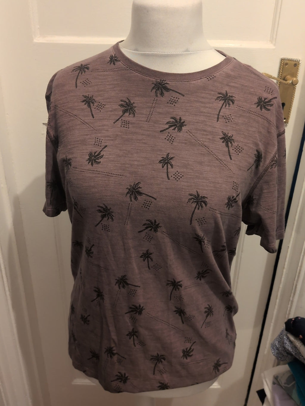 North Coast Tailored Fit Purple Palm Tree Short Sleeve T-shirt Medium