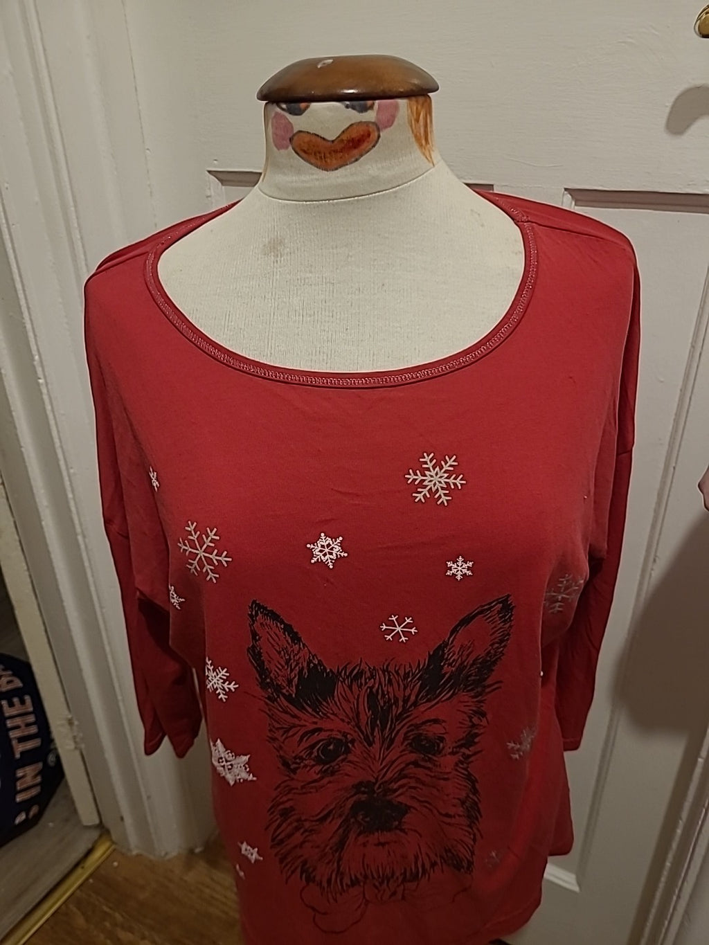 Ladies Bonmarche Size 16-18 Red "Dog" Pyjama Top