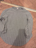 Girls Shein 7 Years Grey Rib Long Sleeve Top