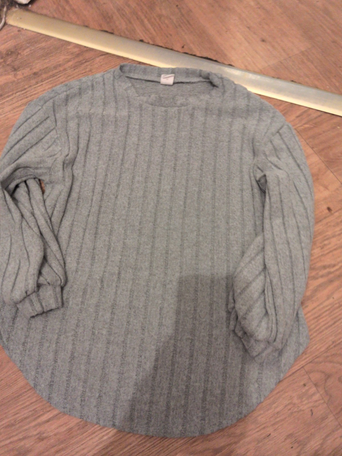 Girls Shein 7 Years Grey Rib Long Sleeve Top