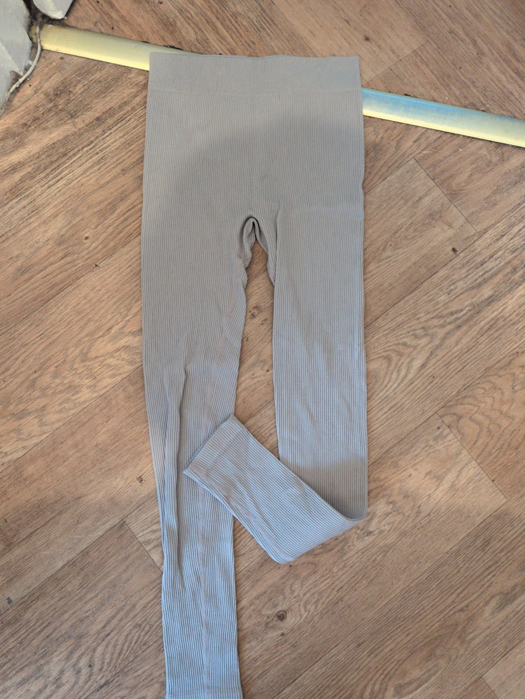 Prettylittlething Small Beige Ribbed Leggings